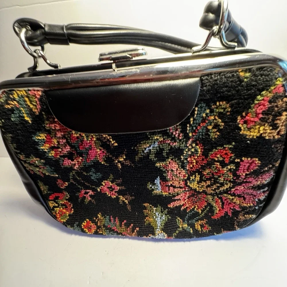 Vintage Bold Floral Tapestry‎ Carpet Bag Purse Colorful Mid Century Granny Chic